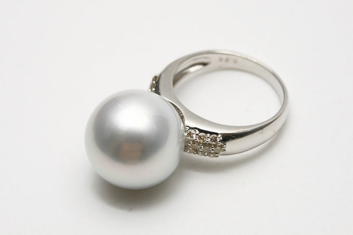 南洋白蝶真珠パールリング【指輪】 14mm ホワイトカラー K18WG製/D0.28ct 20240425order – eiho pearl