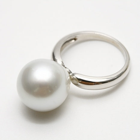南洋白蝶真珠パールリング【指輪】　13mm　ホワイトカラー　シルバー製リング 枠 f0526r05