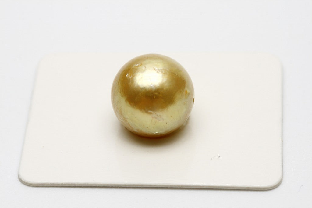 南洋白蝶真珠パールルース　両穴　12mm　ナチュラルゴールドカラー