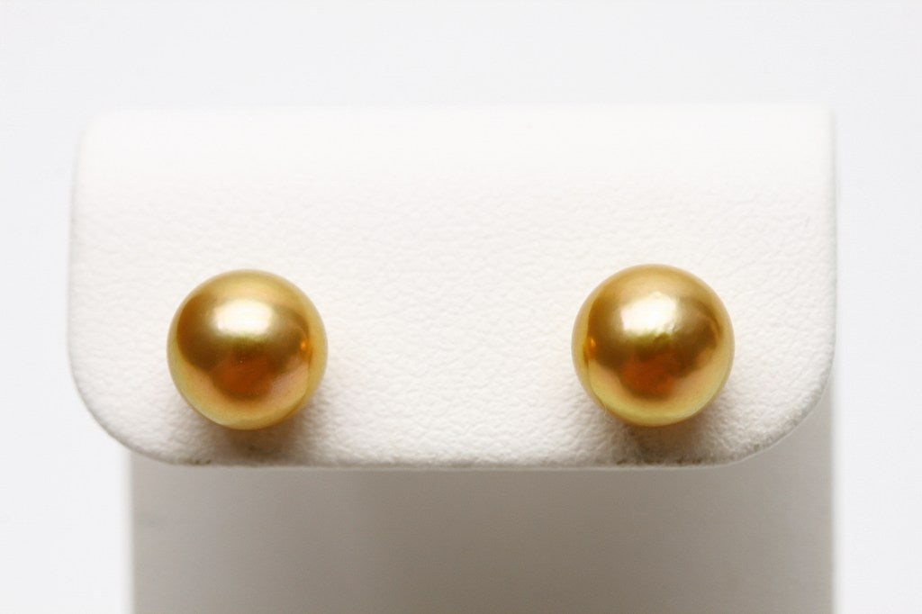 アコヤ真珠パールピアス　7.0-7.5mm　ゴールドカラー　K18製