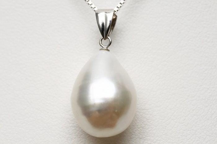淡水真珠パールペンダントトップ　16×12mm　ホワイトピンクカラー　K14WG製 - eiho pearl
