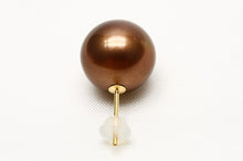 画像をギャラリービューアに読み込む, タヒチ黒蝶真珠パールピアス　シングルデザイン　12mm　チョコレートカラー　K18製 - eiho pearl

