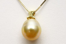 画像をギャラリービューアに読み込む, 南洋白蝶真珠パールペンダントトップ　11mm　ナチュラルゴールドカラー　K18製/D0.02ct - eiho pearl
