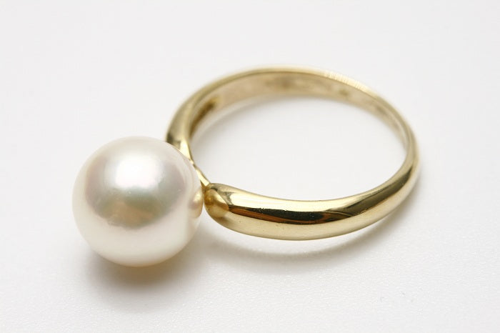 アコヤ真珠パールリング【指輪】 9.0-9.5mm　ホワイトピンクカラー　シルバー 製リング枠　d0517r03