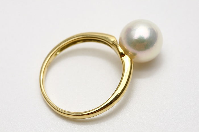 アコヤ真珠パールリング【指輪】 9.0-9.5mm ホワイトピンクグリーン 