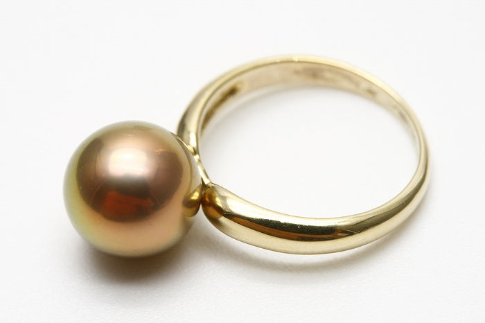淡水真珠パールリング【指輪】　10mm　ブラウンカラー　シルバー製リング枠　d0528r03